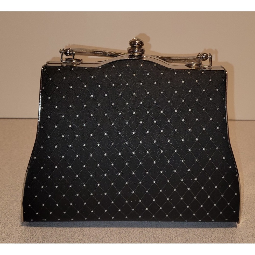 Mini box purse in brocade Black/Silver print crossbody black coquette